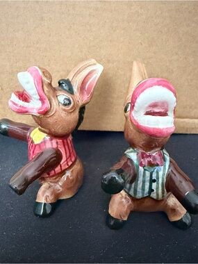 Pair of Vintage Ceramic Donkey Salt and Pepper Shakers